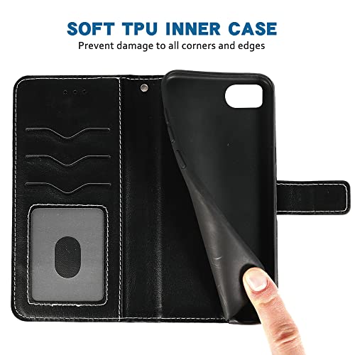 Fdcwtsh Compatible With Blackberry Keyone Wallet Case Wrist Strap Lanyard And Leather Flip Card Holder Stand Cell Accessories Mobile Folio Phone Cover For Key1 Key 1 One Bbb100-1 Women Men Black #TOP4