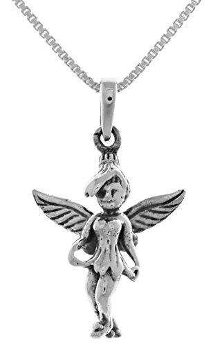 Jewelry Trends Sterling Silver 3D Pixie Fairy Pendant on 18