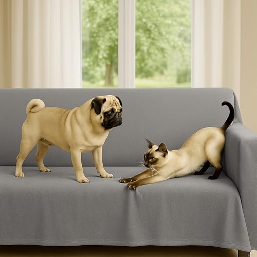 Byour3 - Funda De Sofá 3 4 5 Plazas Algodón Mixto Grueso Tela Multiusos Universal Protector Sofás También por Forma De L U Chaise Longue Brazo Derecho Izquierdo Lavable (Panama Gris Acero, 1 Plaza)