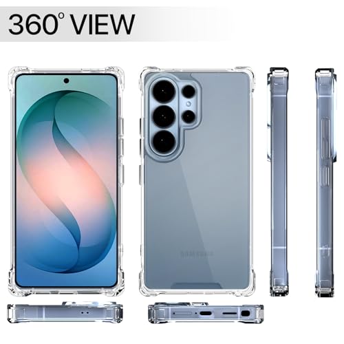 Image of Amazon Basics Back Cover for Samsung Galaxy S26 Ultra 5G PC + TPU Clear Transparent Raised Edges Shockproof Protective Phone Bumper Case (Transparent)