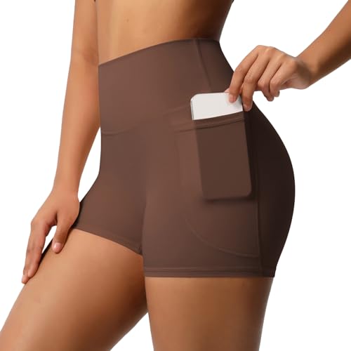 C\'est TT Sporthose Damen Knielang, 3/4, Kurze Leggings High Waist Sommer Radlerhose Sport Kurz Hosen Sh Ort Atmungsaktiv Activewear Yoga Outdoor Laufhose Gym, Braun, S C\'est TT Sporthose Damen Knielang, 3/4, Kurze Leggings High Waist Sommer Radlerhose Sport Kurz Hosen Sh Ort Atmungsaktiv Activewear Yoga Outdoor Laufhose Gym, Braun, S