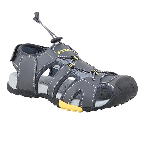 Image of FUEL Warrior Men's Fisherman Sandals - Comfortable, Breathable & Flexible Outdoor Sandals with Protective Toe, Anti-Skid Sole - Stylish Casual Beach & Sports Footwear (Black-P-Green)