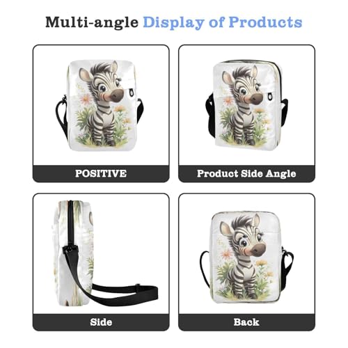 Crossbody Bag Messenger Bag for Women Men Purse Shoulder Bag Satchel Bag with Adjustable Strap 214B9222cute Zebra Flower4