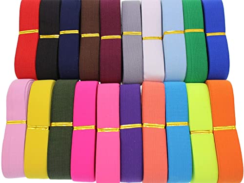 80 Yards Elastic Band Sewing Striped Wide Knit Elastic Flat Heavy Stretch Elastic Band High Elasticity Knit Binding Tape Band For Diy Sewing Craft, Bedspread, Wigs & Waist(1" 25Mm, Multi-Color) #TOP1