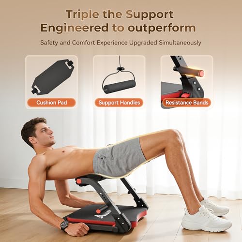 Image of Ab Machine,Sit Up Exercise Equipment& Core Machine,Adjustable Ab Trainer with 3 Resistance Levels and Removable Auxiliary Handle,perfect for home workouts and those looking to lose weight