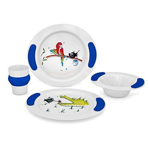Ornamin Kindergeschirrset (Zoo blau) 4-teilig