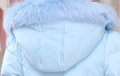 Child Kids Girls Winter Warm Jackets Coat Snowsuit Hooded Windbreaker Outwear with Soft Fur Hoodies for 3-12 Years Old(Blue, 3-4T/(Fit Height:41"-45")/Tag120)