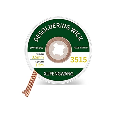Image of Treedix Solder Wick Braid with Flux Super 5ft Length 3.5mm Width Desoldering Wick Braid Remover Tool Solder Sucker 1 piece No-Clean Soldering Wick Wire Roll and Disassemble Electrical Components