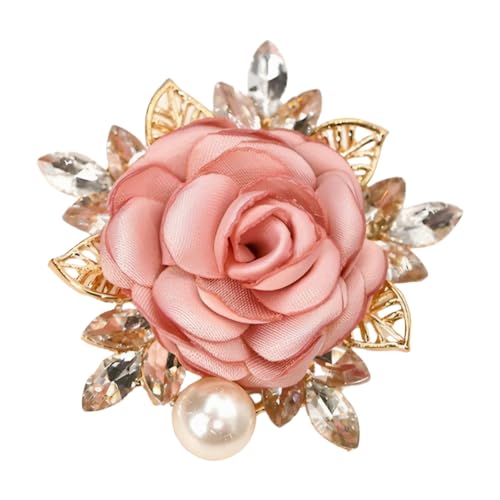 Image of COLORFUL BLING Elegant Rose Flower Pearl Brooch Pin for Women Girls Vintage Floral Hairpin Headpieces Brooch Clothing Bag Scarf Decoration Shawl Pins Jewerly