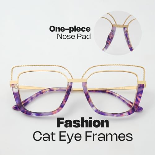 Image of Zeelool Stylish Oversize Cat Eye Blue Light Glasses for Women Computer Glasses Ornella ZJGX370408-01 Purple