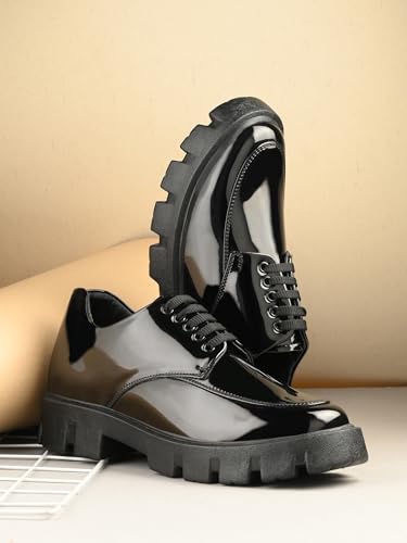 Image of Leo Stylish Patent Chunky Casual Shoes for Casual & Formal Purpose