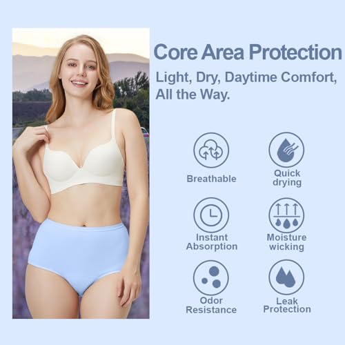 Image of Battewa Quick Dry Incontinence Underwear for Women High Waisted Leak Proof Panties Washable Postpartum Bladder Control Cotton Briefs (Multicolor, Medium, 5 pack)