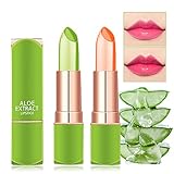 Fusang 2Pcs Aloe Vera Lipstick Color Changing Lipstick,Temperature Color Change Lip Gloss Balm Set Nutritious Long Lasting Moisturzing Magic Lipstick Lip Makeup for Women