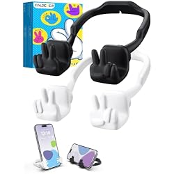 Stocking Stuffers for Teenage Girls Boys Kids Cell Phone Stand for Desk | Christmas funny gifts for women men adults upgrade adjustable peace sign thumbs lazy phone holder cool gadgets (black&white)