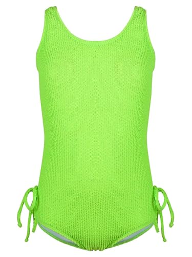 iiniim Kids Girls Textured Sleeveless Monokini Swimsuit One Piece Modest Swimwear Beach Bathing Suit