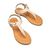 Sandalup Women's Claire Thong Flat Sandals with Buckle