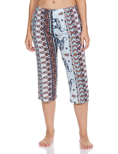 Image of Longies Women's Rayon Pyjama Night Suit Pajama Set (LCHSV001 Light Blue012 L)