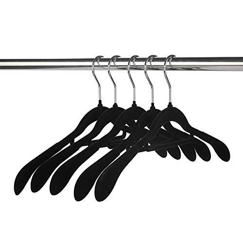 Crystallove Non-Slip Extra Wide Velvet Coat Hanger Suit Holder and Organizer (6pcs, black)