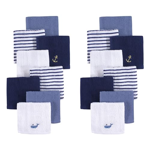 Image of Hudson Baby Unisex Baby 16Pc Super Soft Cotton Washcloths, Anchor, One Size