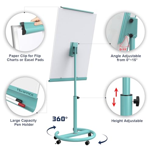 Image of TSJ OFFICE Rolling Whiteboard Standing - 40 x 26 Inches Mobile White Board