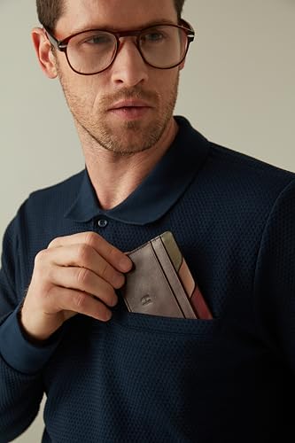 Wallet for Men, Slim Minimalist Card Holder, 6 Card Slots, Main Pocket, Full-Grain Handcrafted Front Pocket Leather, Gift Box - Pouch for Christmas & Birthday, Brown (Plus Colors)4