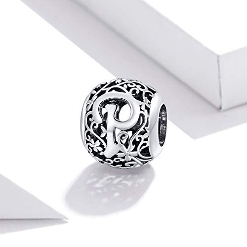 Vinwos Letter P Silver Alphabet Charms Beads For Women 925 Sterling Silver Jewelry Fit Snake Chain Brand Bracelet Necklace #TOP5