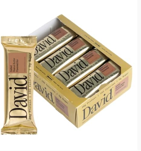 David Salted Peanut Butter Flavored Protein Bars | 28g Protein | 12 Pack