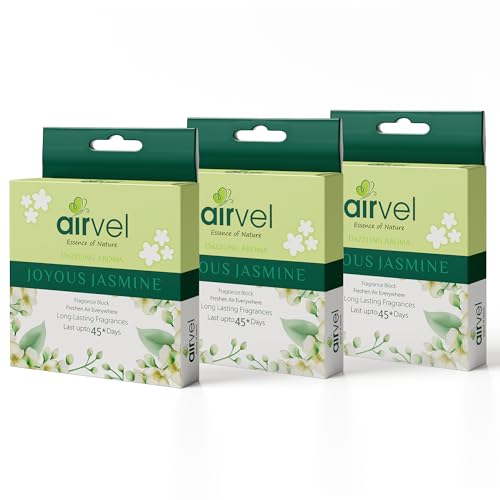 Image of Airvel Joyous Jasmine Fragrance Block Pack of 3 (75g Each) | Toilet Freshener | Bathroom Smell Eliminator | Non-Toxic, Safe | Long-Lasting Freshness Up to 45 Days