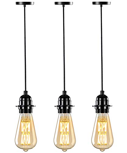 HXMLS Pendant Light Kit,Vintage Pendant Light Cord E26 UL Lamp Socket,Adjustable UL Lamp Wire Hanging Light Socket Lamp for Kitchen Bedroom 3 Pack