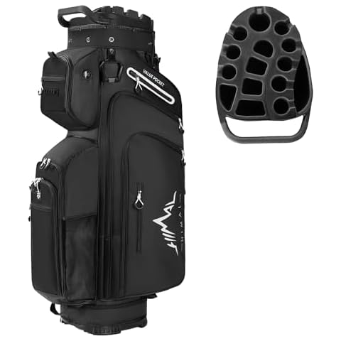 UNIHIMAL 15-Way Full-Length Divider Golf Cart Bag, Premium Luxury Golf Bag with Magnetic Leather Pocket, Handles, and Rain Cover for Men Cover