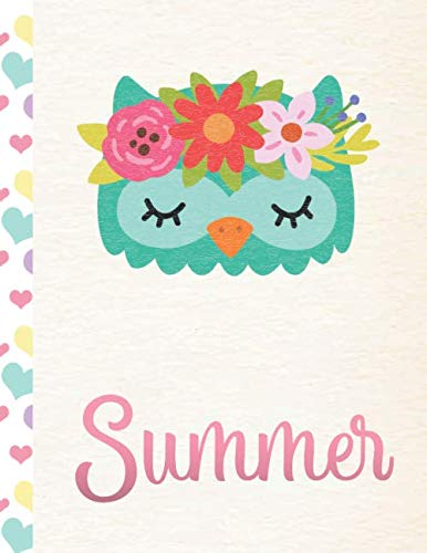 Summer: Personalized Owl Sketchbook For Girls With Pink Name - 8.5x11 110 Pages. Doodle, Draw, Sketch, Create!