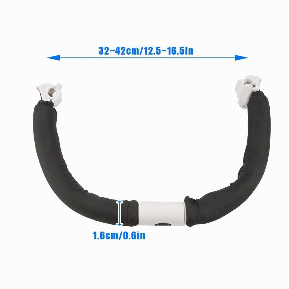 Tiiyee Poignée Accoudoir De Poussette Bébé, Réglable Barre Pare-Chocs Guidon Sécurité Parapluie Extension Garde-Corps Barrière Protection Butoir Amovible Accessoires Tube Ovale(Noir)