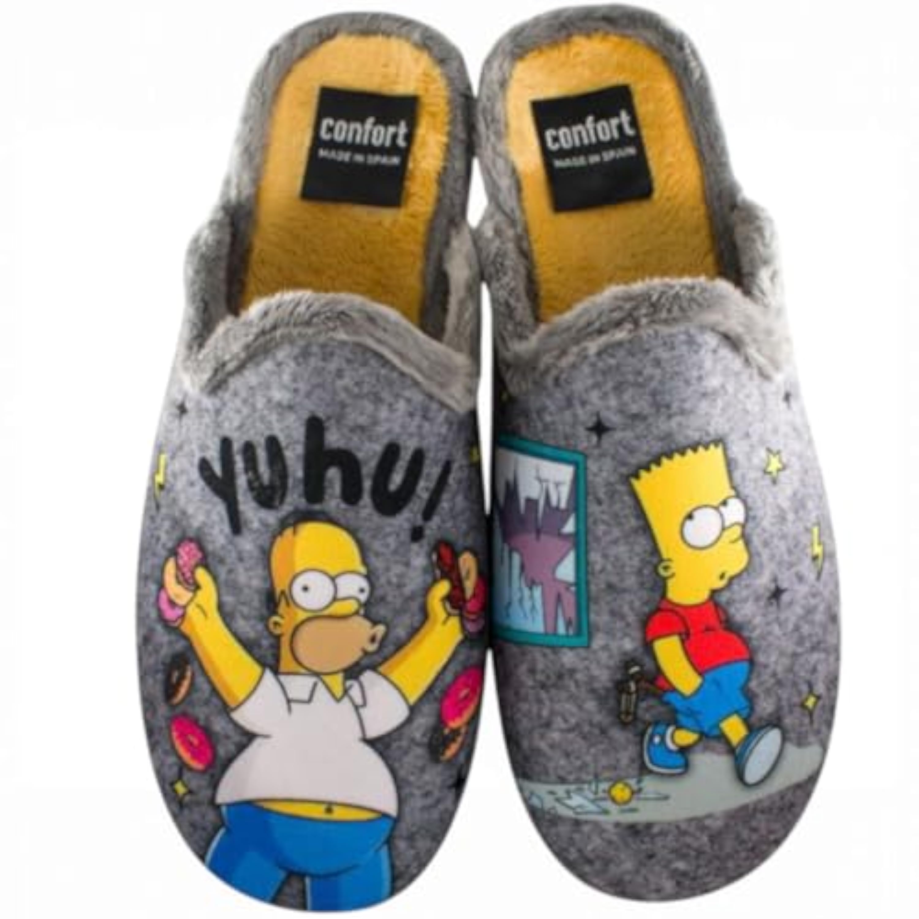 HECHO EN ESPAÑA Pantuflas de Casa Antideslizantes para Hombre y Niño, Calzado Destalonado (LOS SIMPSON HOMER BART, Sistema tallas calzado EU, Adulto, Números, mediano, 42)