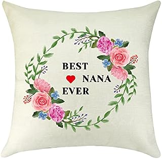 Grandma Birthday Gifts Linen Cushion Cover Nana Gifts from Grandchildren Throw Pillow Cover Mothers Day Christmas Thanksgiving Day Gift for Nana Grandma Granny Decorative Pillow Case Couch 18" x 18"