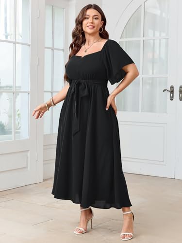 SCOMCHIC Womens Plus Size Formal Dresses Off The Shoulder Wedding Guest Cocktail A-Line Split Maxi Dress with Pockets4