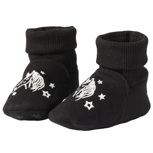 Newborn Infant Baby Cotton Booties Non-Slip Sole for Toddler Boys Girls Winter Warm Stay On Socks Shoes Unisex First Walkers Ankle Crib Slippers Shoes 3-6,6-12,12-18 Months