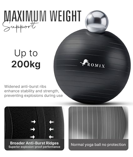 Image of ROMIX Exercise Ball, Anti-Burst Yoga and Birthing Ball with Pump, Home Use