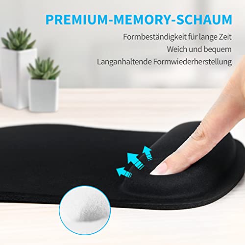 TECKNET Mauspad mit Gelkissen, Memory Foam Mousepad Ergonomisches Wasserdicht Komfort Mausmatte mit Handgelenkpolster Handauflage, für Büro/Home Alle Maus Offfice Heim Computer Laptop