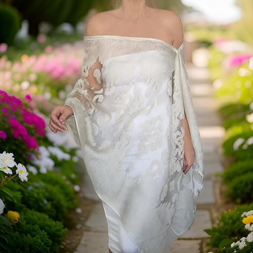 Wedding Shawl Sheer Evening Wrap Scarf Off The Shoulder Top Organza Stole Plus Size Spring Cape Women's Poncho2