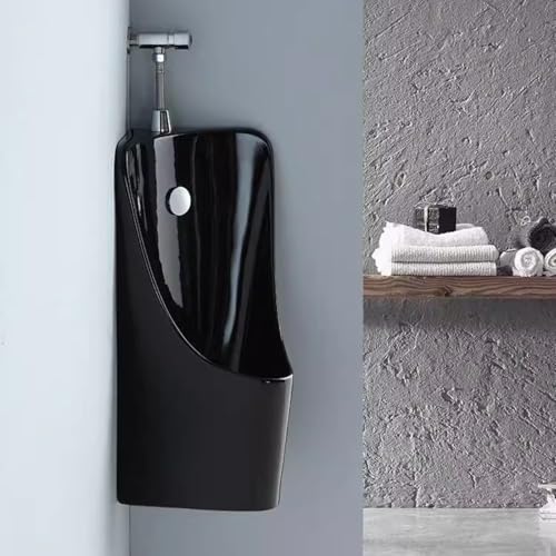 Urinoir en céramique noir suspendu d'angle avec lavabo intégré pour sanitaires professionnels