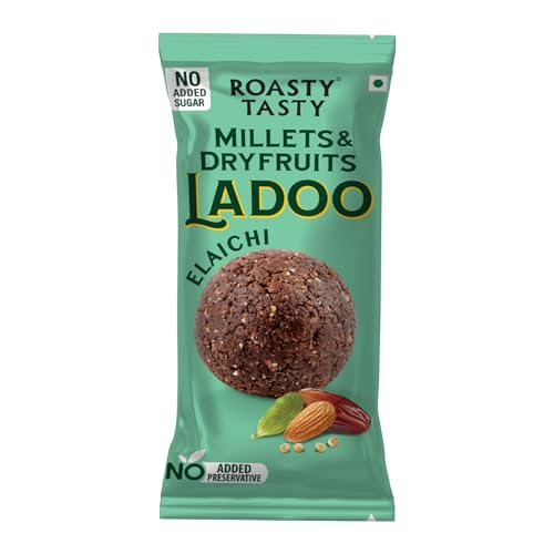Image of Roasty Tasty Elaichi- Millets & Dryfruits Ladoo | Energy Bar Replacement | No Added Sugar | No Artificial Flavor | Healthy Snacks | Rich in Proteins | Dry Fruits, Seeds & Nuts Mithai | 5 Pcs -40g each