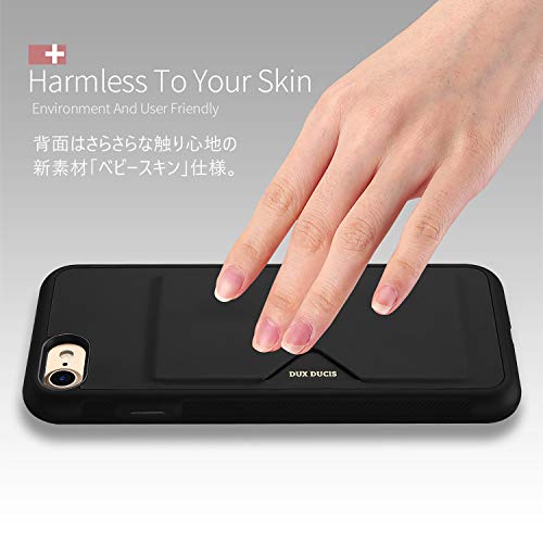 【背面カード収納付】iPhone SE（第3世代） [第2世代] iPhone8 ケース iPhone7 上質な手触り アイフォン カバー 耐衝撃 軽量 薄い IC OWLGuardian スマホケース (ブラック)