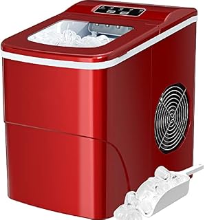 Silonn Ice Makers Countertop, 9 Cubes Ready in 6 Mins, 12KG in 24Hrs, Self-Cleaning Ice Machine with Ice Scoop and Basket, 2 Sizes of Bullet Ice for Home Kitchen Office Bar Party