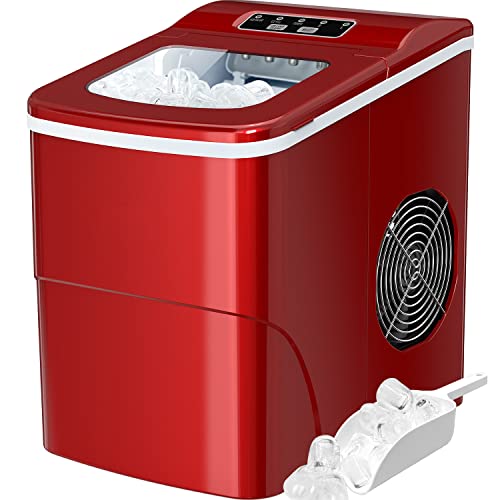 SMUG Countertop Ice Maker, 9 Cubes in 6 Mins, 26lbs in 24Hrs, 2 Sizes