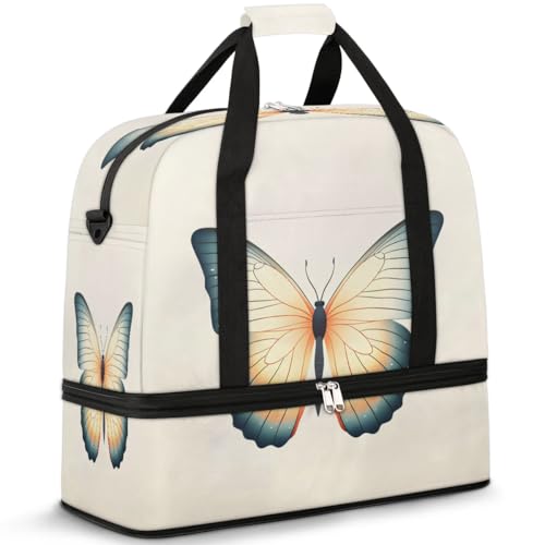 Travel Duffel Bags Butterfly Foldable Weekender Bags for Women with Shoes Compartment Waterproof & Tear Resistant Carry on Overnight Luggage Duffel Bag Shoulder Sports Tote Bag
