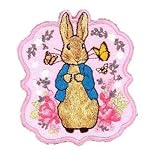 ◇ キャラクター 刺しゅう ワッペン ピ ー タ ー ラビット ピーター と ちょうちょ) メーカー表記大 ( 大きさ 約7.5×6.5cm)1枚入り( キャラクターワッペン アップリケ ピロル )