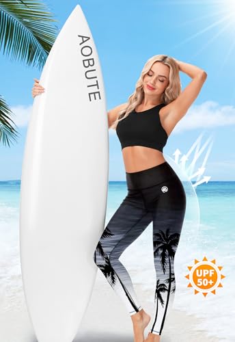 Image of AOBUTE Women Swim Pants UPF 50+ Rash Guard Pants High Waisted Swimming Leggings