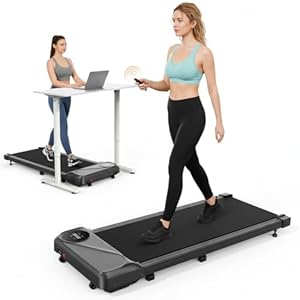 Dripex Walking Pad Treadmill, 2.5HP Under Desk Treadmill w/ 265 LBS Weight Capacity, Walking Running Machine with Remote Control and LED Display, Adjustable Speeds 1-6km/h, No Assembly