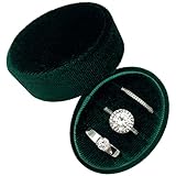 Beatilog Oval Velvet Ring Box 3 Slots- Premium Wedding Ring Box Vintage Handmade Rings Holder Storage Display Jewelry Organizer Case for Wedding...