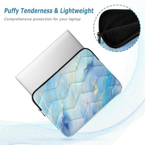 Funda para portátil azul con diseño mármol dorado 13-14" miniatura 5